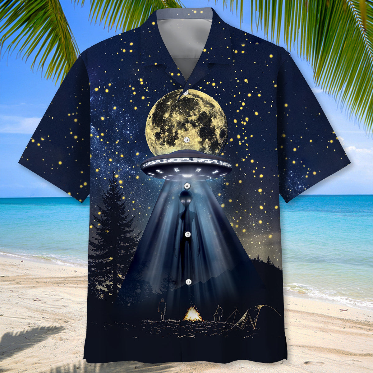 Camping Alien at Campsite Hawaiian Shirt