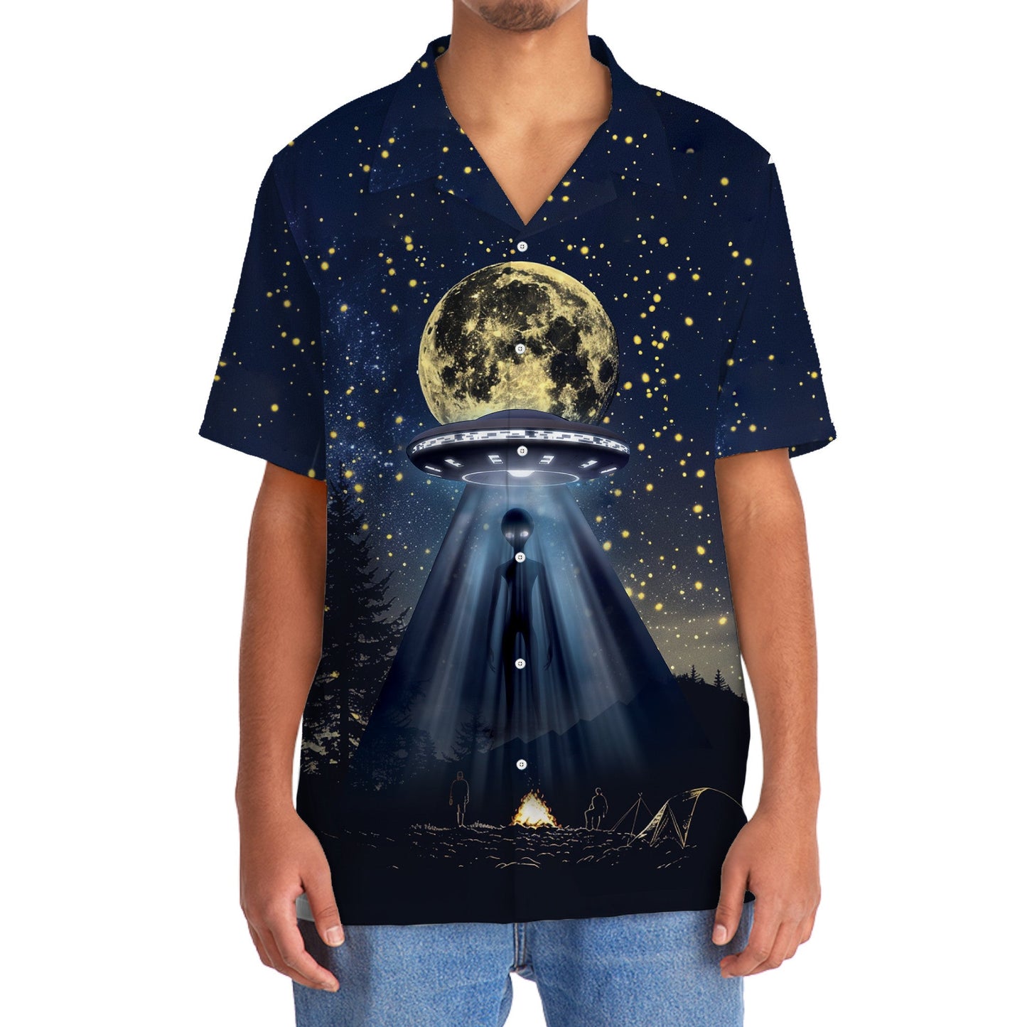 Camping Alien at Campsite Hawaiian Shirt