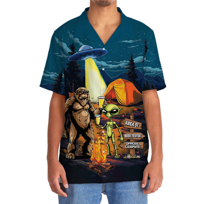 Camping Alien Bigfoot Area 51 Hawaiian Shirt - 2XL - hawaiian shirt
