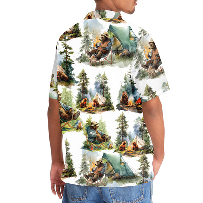 Camping Bear Chill Forest Hawaiian Shir - 2XL - hawaiian shirt
