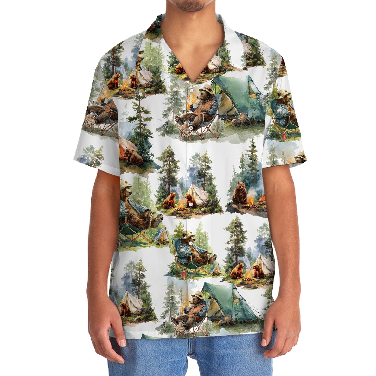 Camping Bear Chill Forest Hawaiian Shir - 3XL - hawaiian shirt