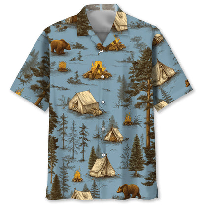 Camping Bear I Hate People Hawaiian Shirt
