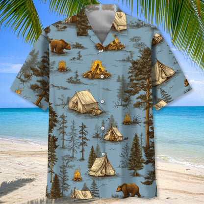 Camping Bear I Hate People Hawaiian Shirt