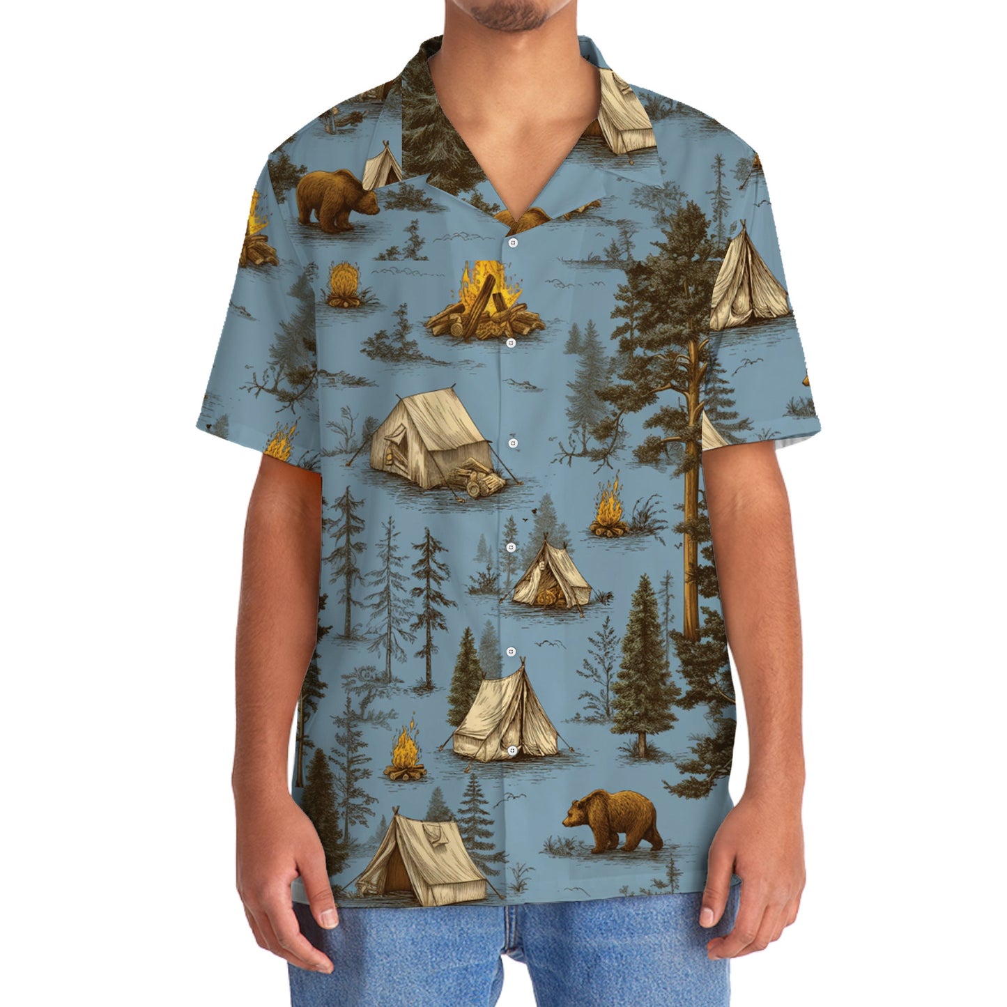 Camping Bear I Hate People Hawaiian Shirt
