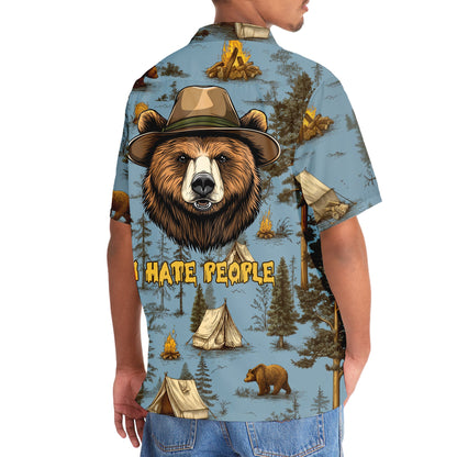Camping Bear I Hate People Hawaiian Shirt