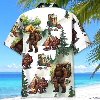 Camping Bigfoot Mountain Tree Hawaiian Shirt - XL - hawaiian shirt