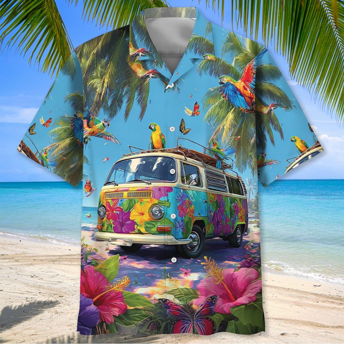 Camping Car Aloha Beach Hawaiian Shirt - L - hawaiian shirt