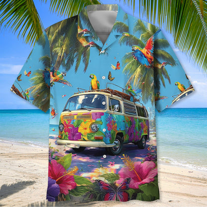 Camping Car Aloha Beach Hawaiian Shirt - L - hawaiian shirt