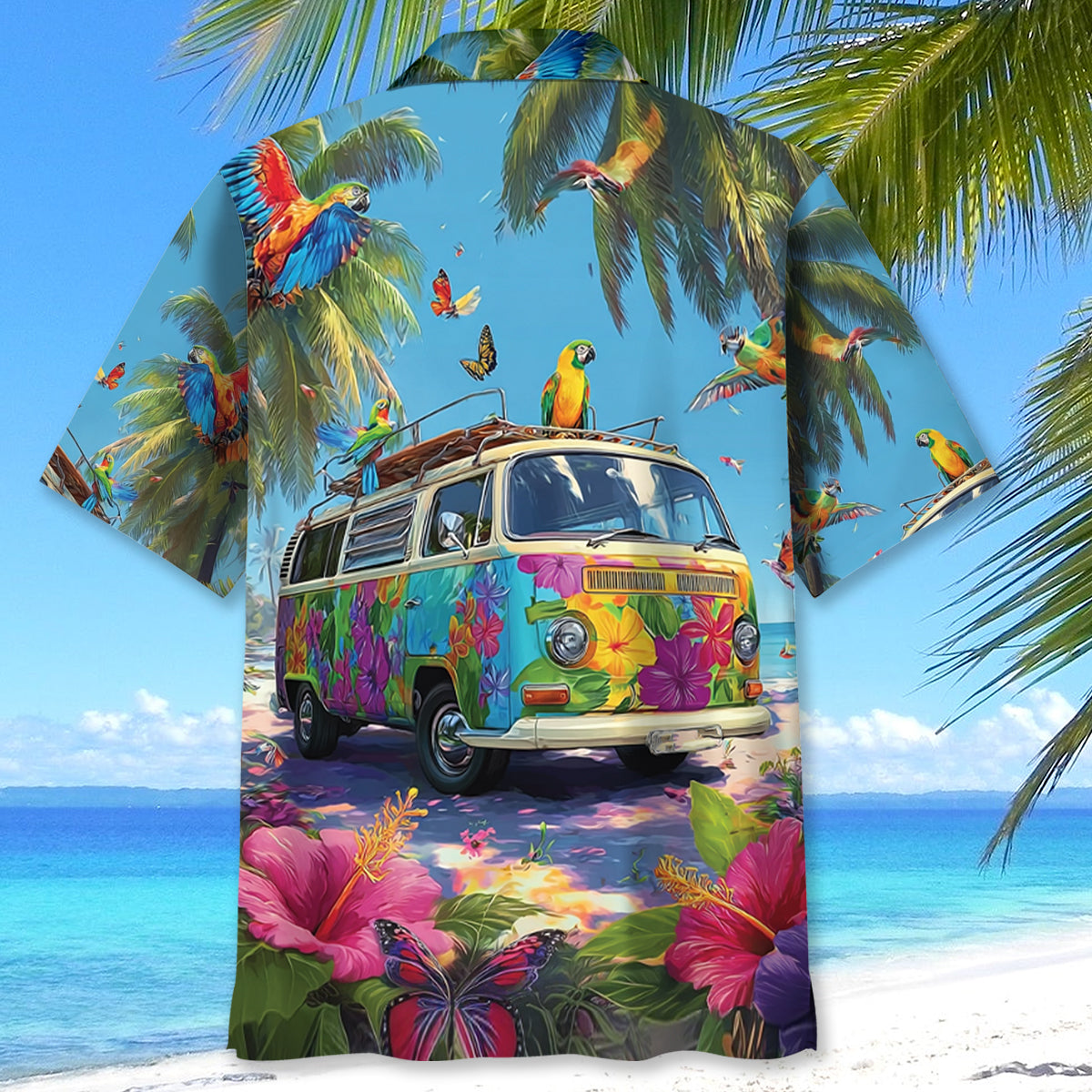 Camping Car Aloha Beach Hawaiian Shirt - XL - hawaiian shirt