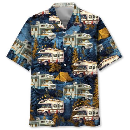 Camping Car Night Forest Hawaiian Shirt - S - hawaiian shirt
