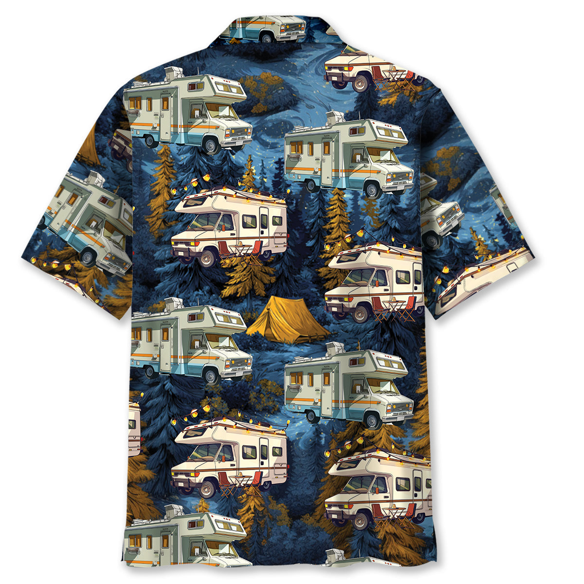 Camping Car Night Forest Hawaiian Shirt - M - hawaiian shirt