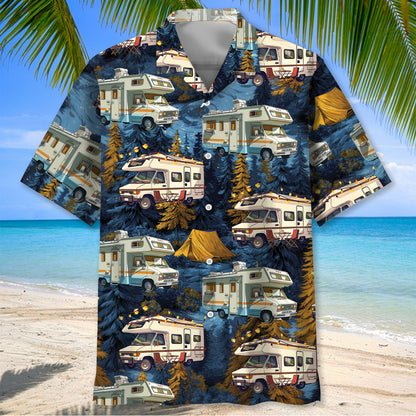 Camping Car Night Forest Hawaiian Shirt - L - hawaiian shirt