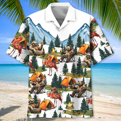 Camping Crew in the Woods Hawaiian Shirt - L - hawaiian shirt