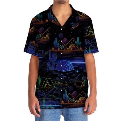 Camping Desert Neon Night Hawaiian Shirt - 2XL - hawaiian shirt