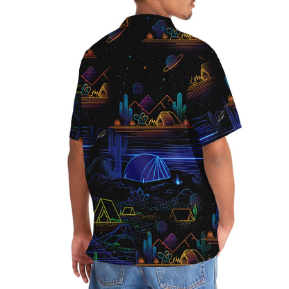 Camping Desert Neon Night Hawaiian Shirt - 3XL - hawaiian shirt