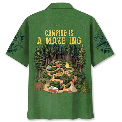 Camping is a Maze Ing Hawaiian Shirt - S - hawaiian shirt
