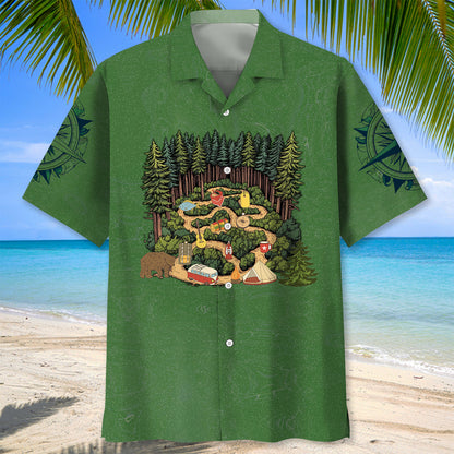 Camping is a Maze Ing Hawaiian Shirt - L - hawaiian shirt