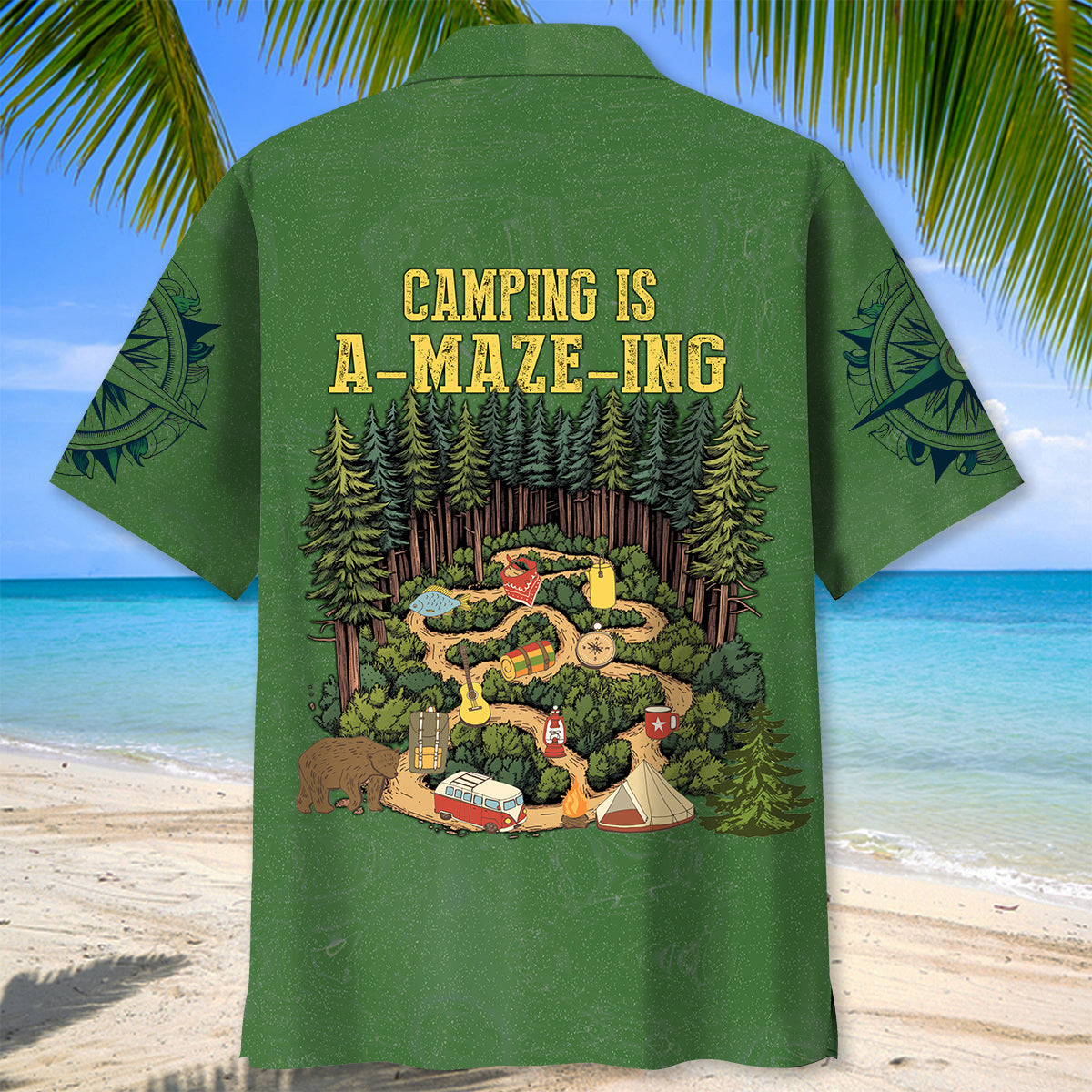 Camping is a Maze Ing Hawaiian Shirt - XL - hawaiian shirt