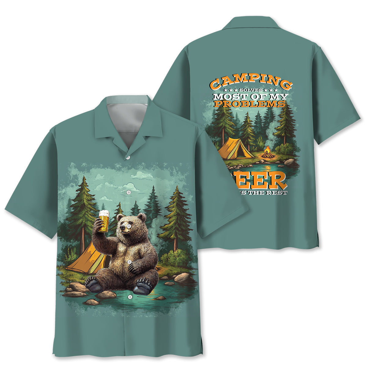 Camping Solves Most of my Problems Beer Solves the - S - hawaiian shirt