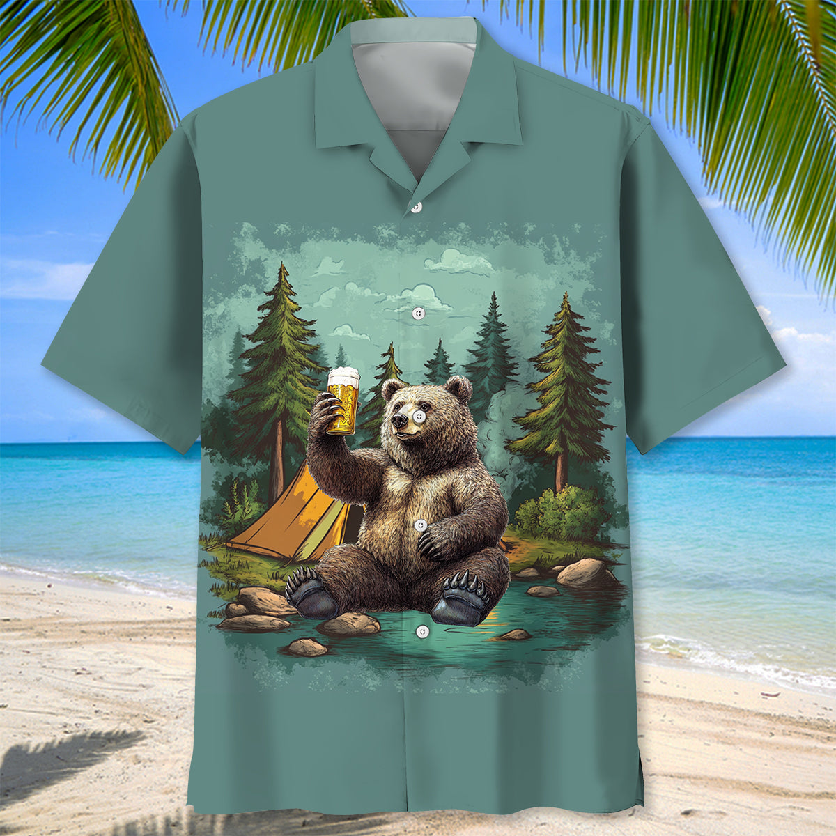 Camping Solves Most of my Problems Beer Solves the - L - hawaiian shirt