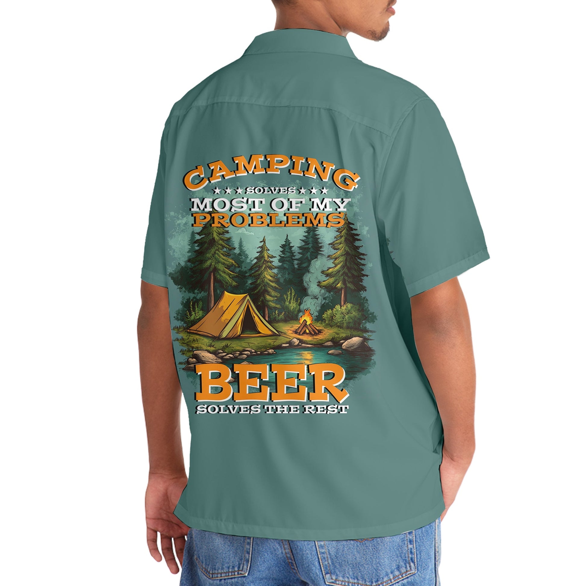 Camping Solves Most of my Problems Beer Solves the - 3XL - hawaiian shirt
