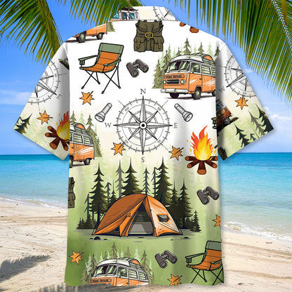 Camping Tent Compass Hawaiian Shirt - XL - hawaiian shirt