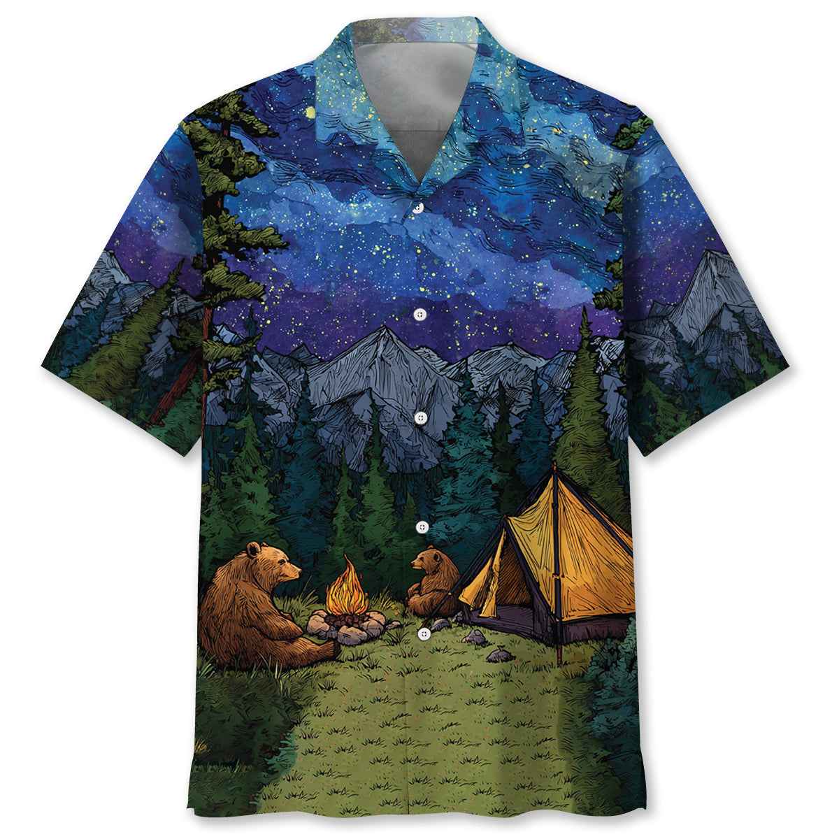 Camping We Re Living Like a Small Gang Hawaiian Sh - M - hawaiian shirt