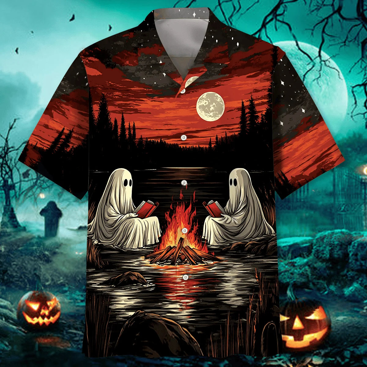 Camping with Ghost Hawaiian Shirt