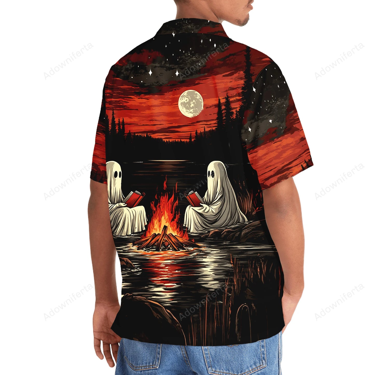 Camping with Ghost Hawaiian Shirt