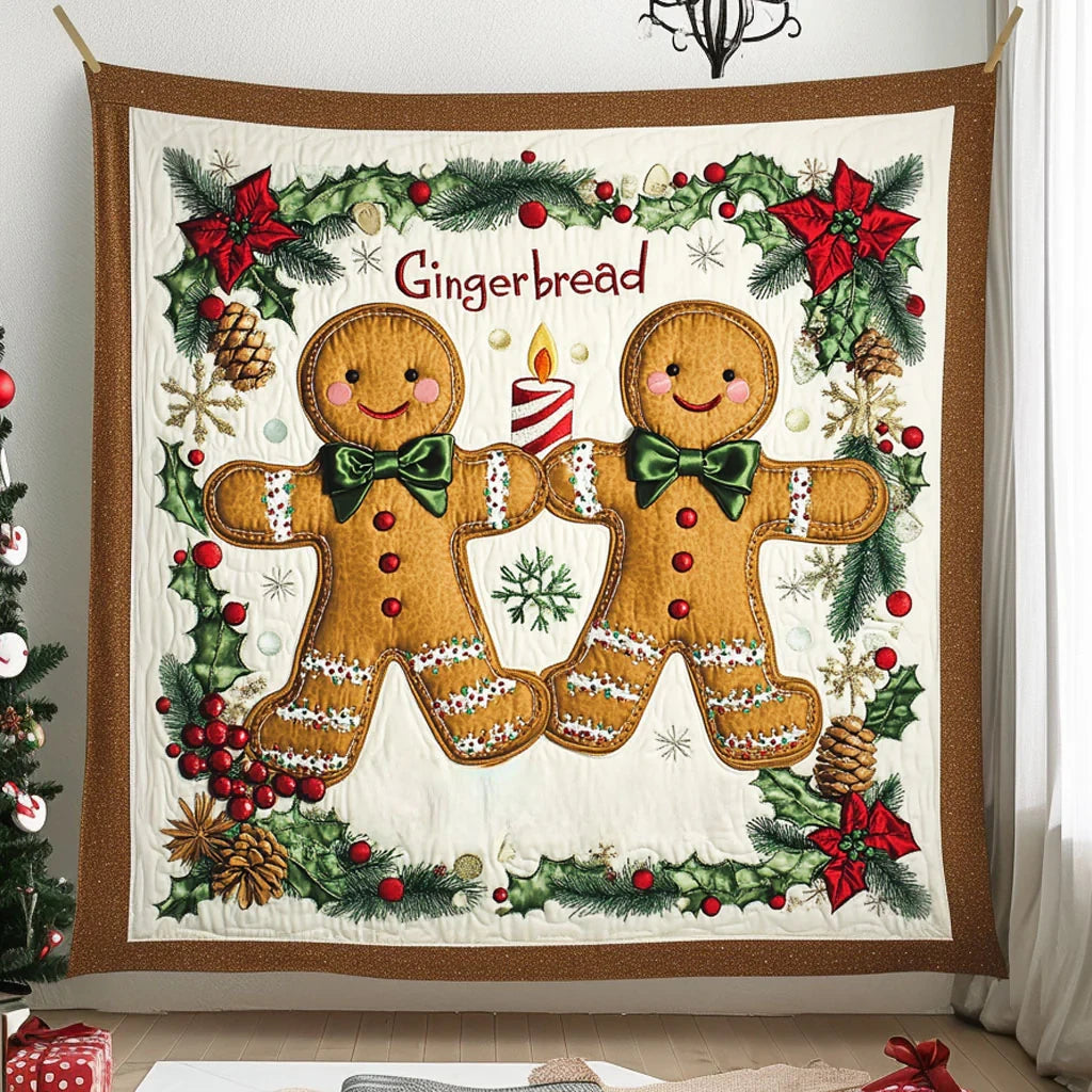 Candlelight Gingerbread Quilt Blanket