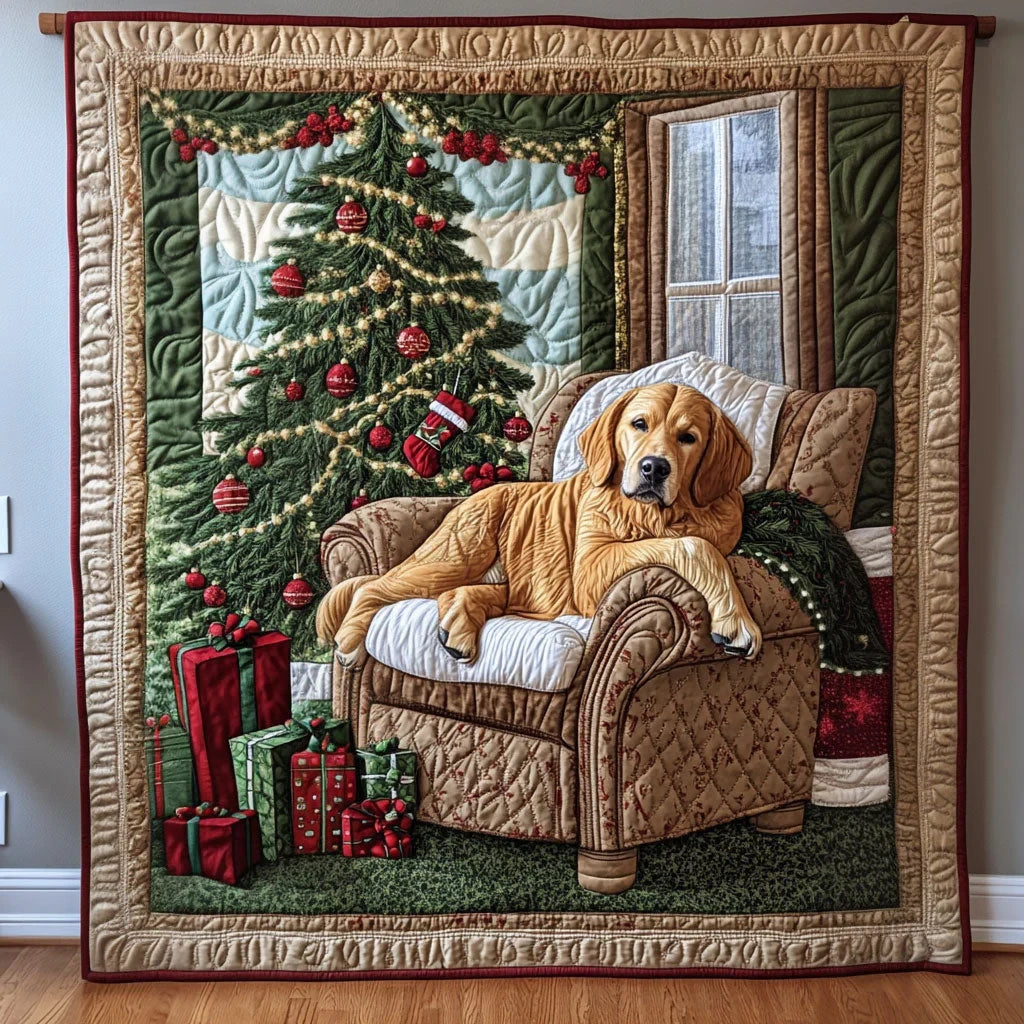 Canine Christmas Chair Quilt Blanket