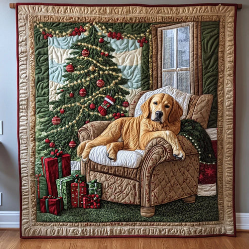 Canine Christmas Chair Quilt Blanket