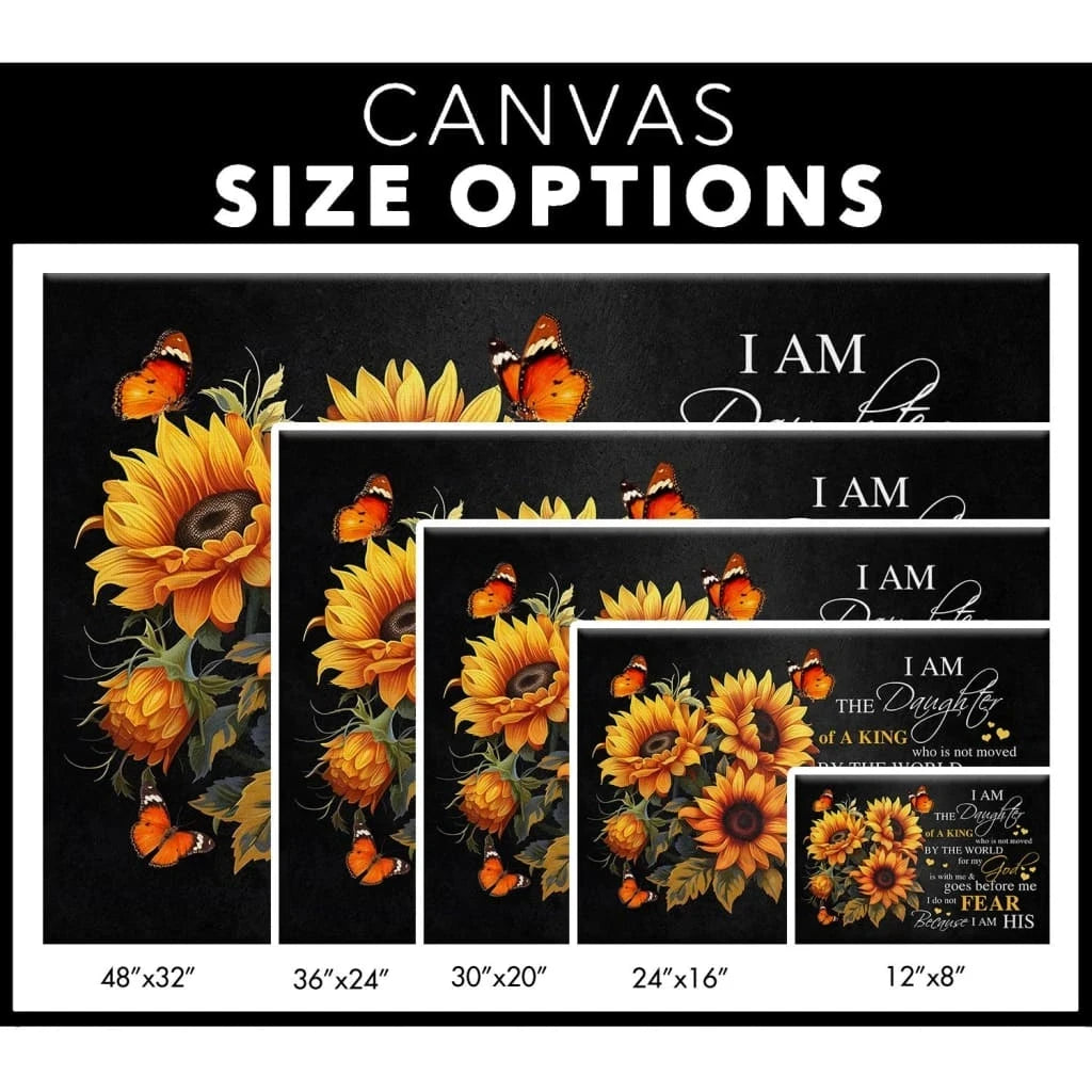 christian wall art i am the daughter of a king canvas butterfly sunflower (Landscape) (view 2)