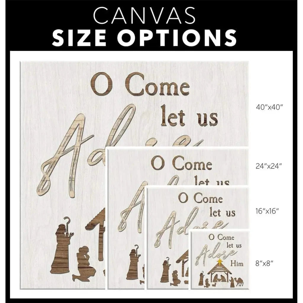 o come let us adore him nativity of jesus christian christmas wall art (Landscape) (view 3)