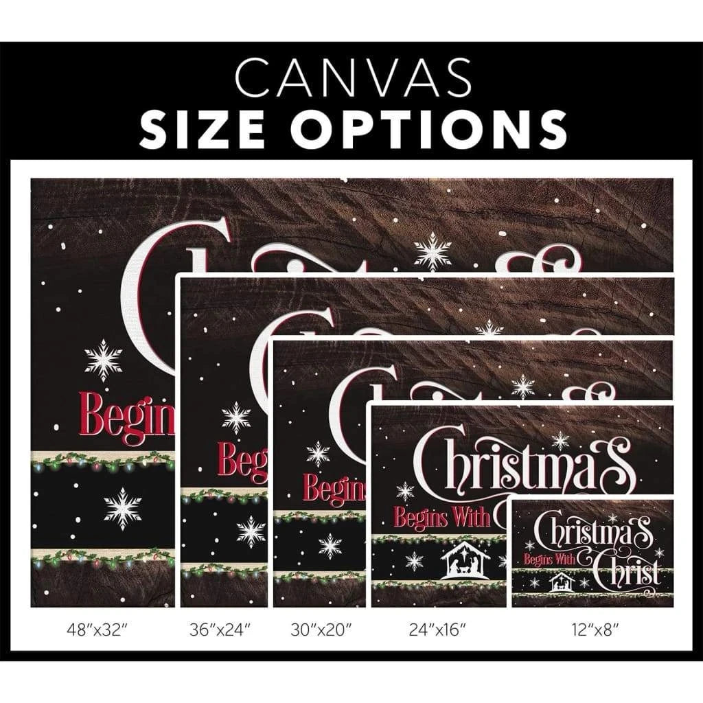 christmas begins with christ jesus born wall art canvas christian christmas decoration (Landscape) (view 2)