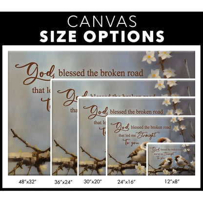god blessed the broken road wall art sparrow couple christian canvas print (Landscape) (view 3)