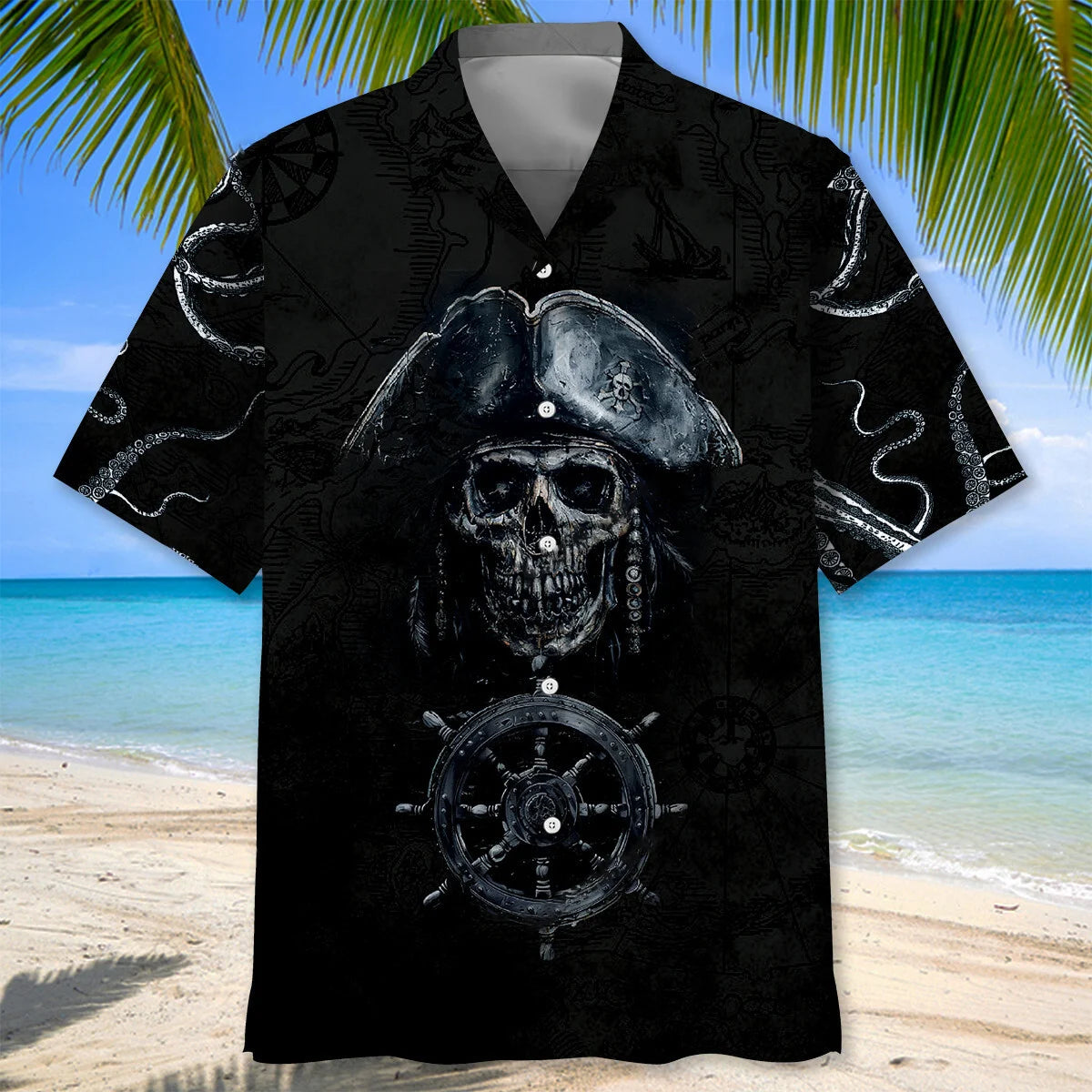 Captain Pirate Wheel Ship Hawaiian Shirt