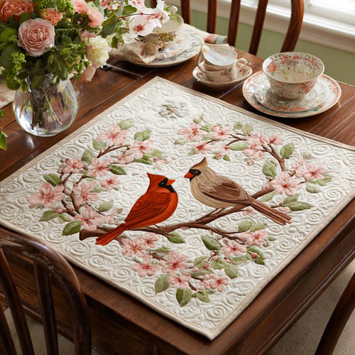 Cardinal Charm Quilted Table Topper