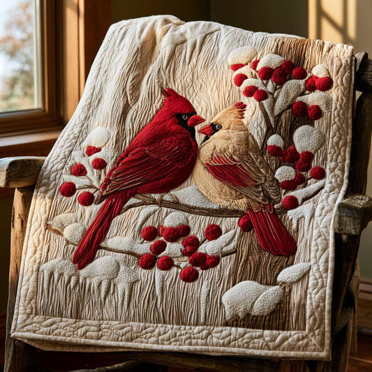 Cardinal Dreams Quilt Blanket - Quilted Blanket by OtterMia
