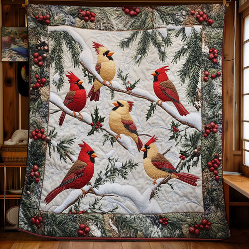 Cardinal Forest Quilt Blanket