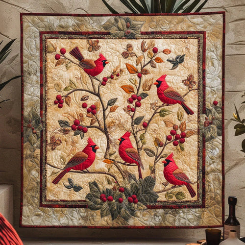 Cardinal Frost Song Quilt Blanket
