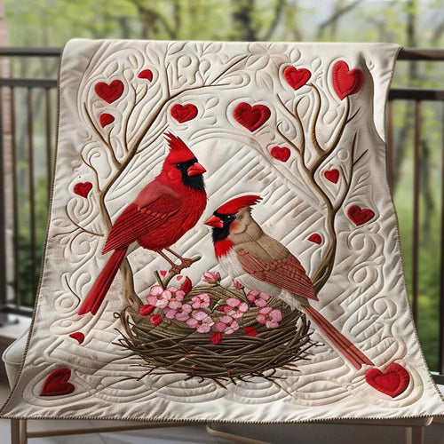 Cardinal Garden Quilt Blanket - Quilted Blanket by OtterMia
