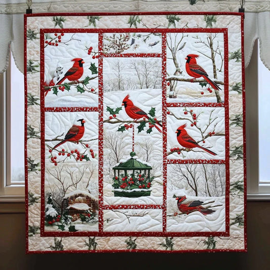 Cardinal Gazebo Quilt Blanket