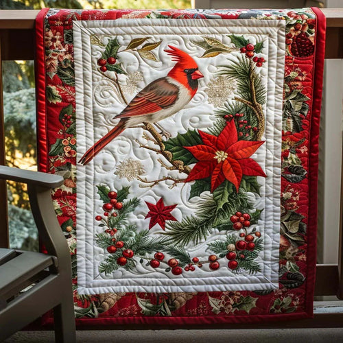 Cardinal Harmony Quilt Blanket - Quilted Blanket by OtterMia