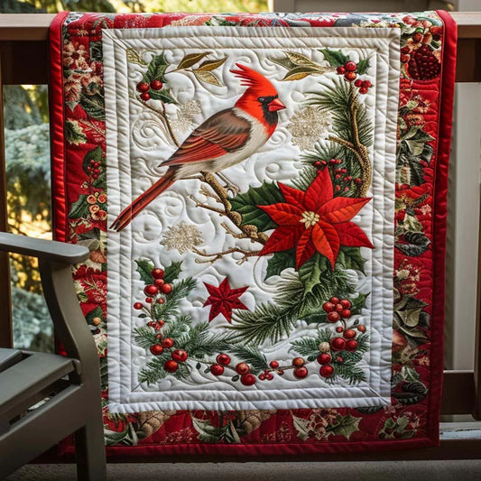 Cardinal Harmony Quilt Blanket - Quilted Blanket by OtterMia