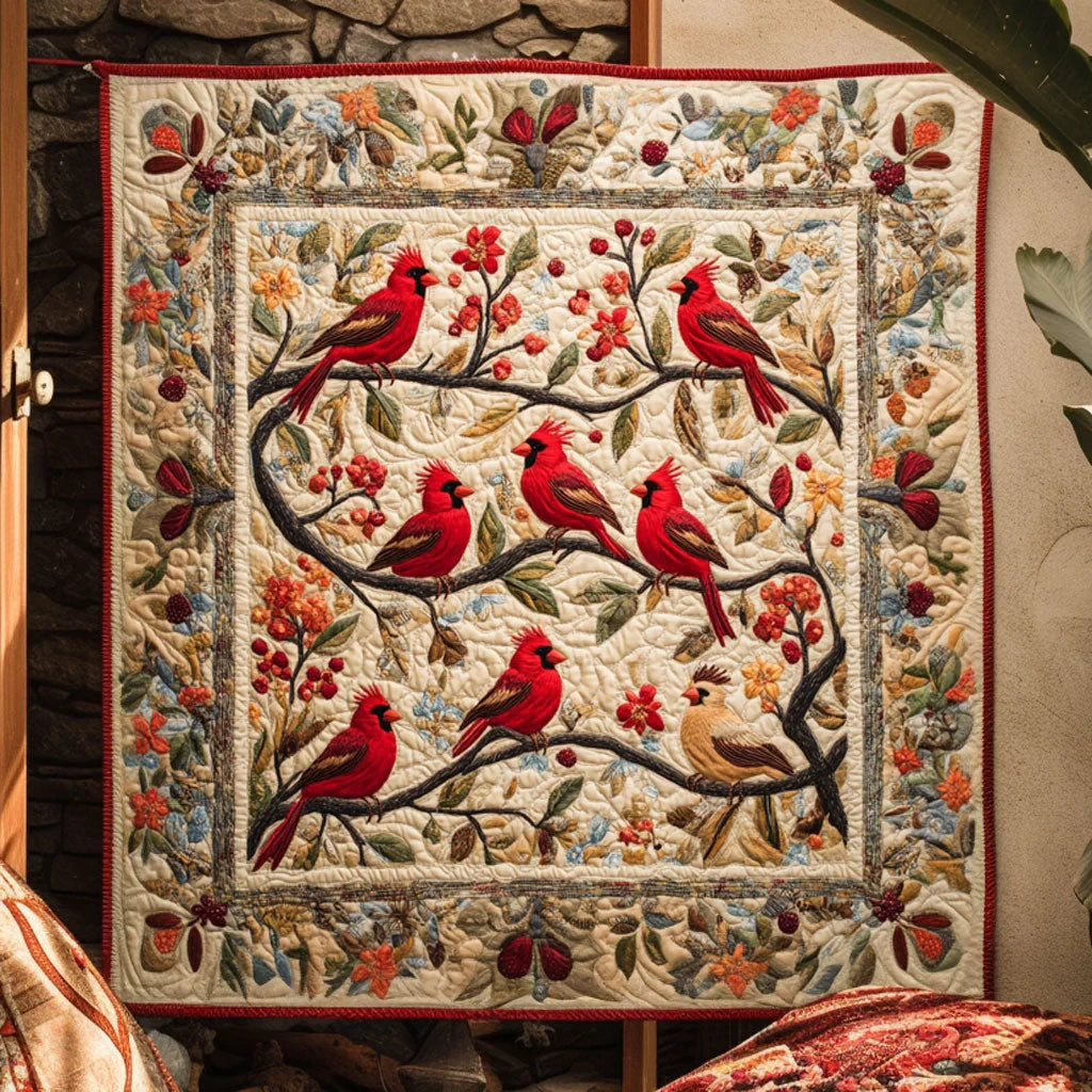 Cardinal Harvest Glow Quilt Blanket