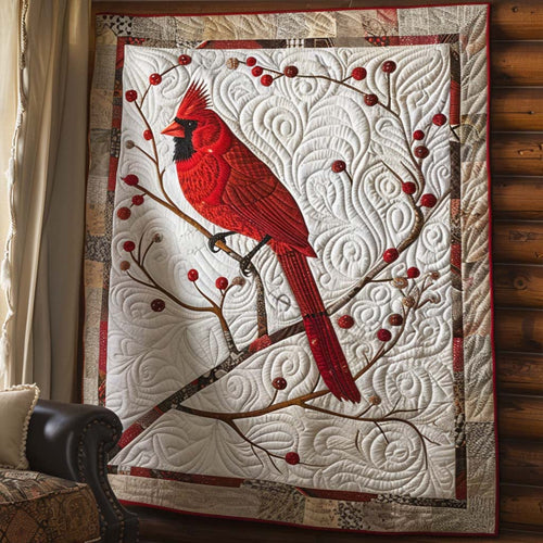Cardinal Journey Quilt Blanket - Quilted Blanket by OtterMia