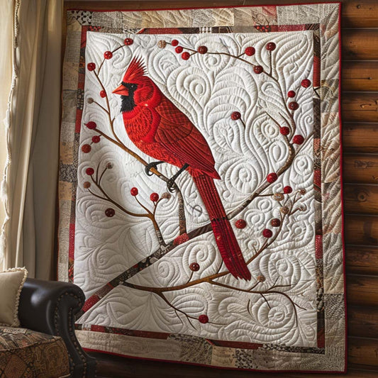 Cardinal Journey Quilt Blanket - Quilted Blanket by OtterMia