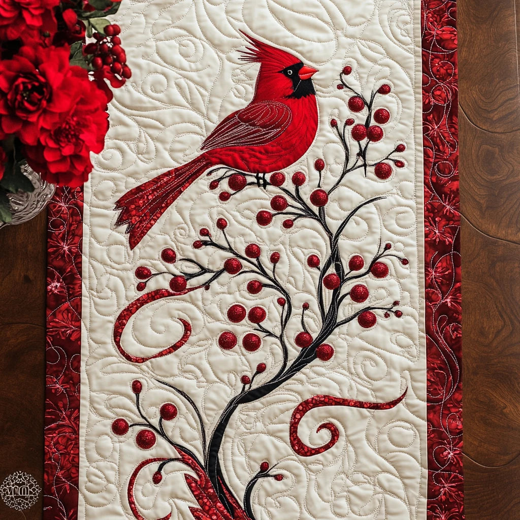 Cardinal Joy Quilted Table Runner