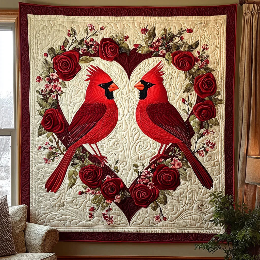 Cardinal Love Quilt Blanket